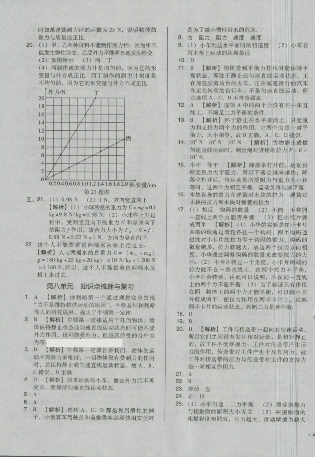 2018年单元加期末自主复习与测试八年级物理下册人教版 第3页