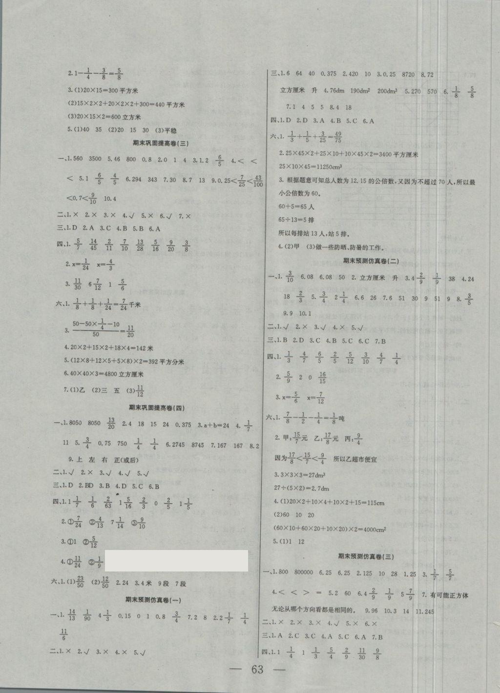 2018年专项期末一卷通五年级数学下册人教版 第3页