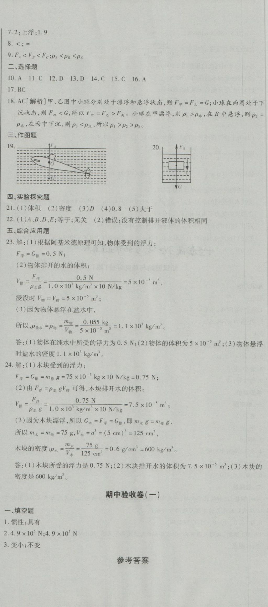 2018年核心金考卷八年級物理下冊滬科版 第17頁