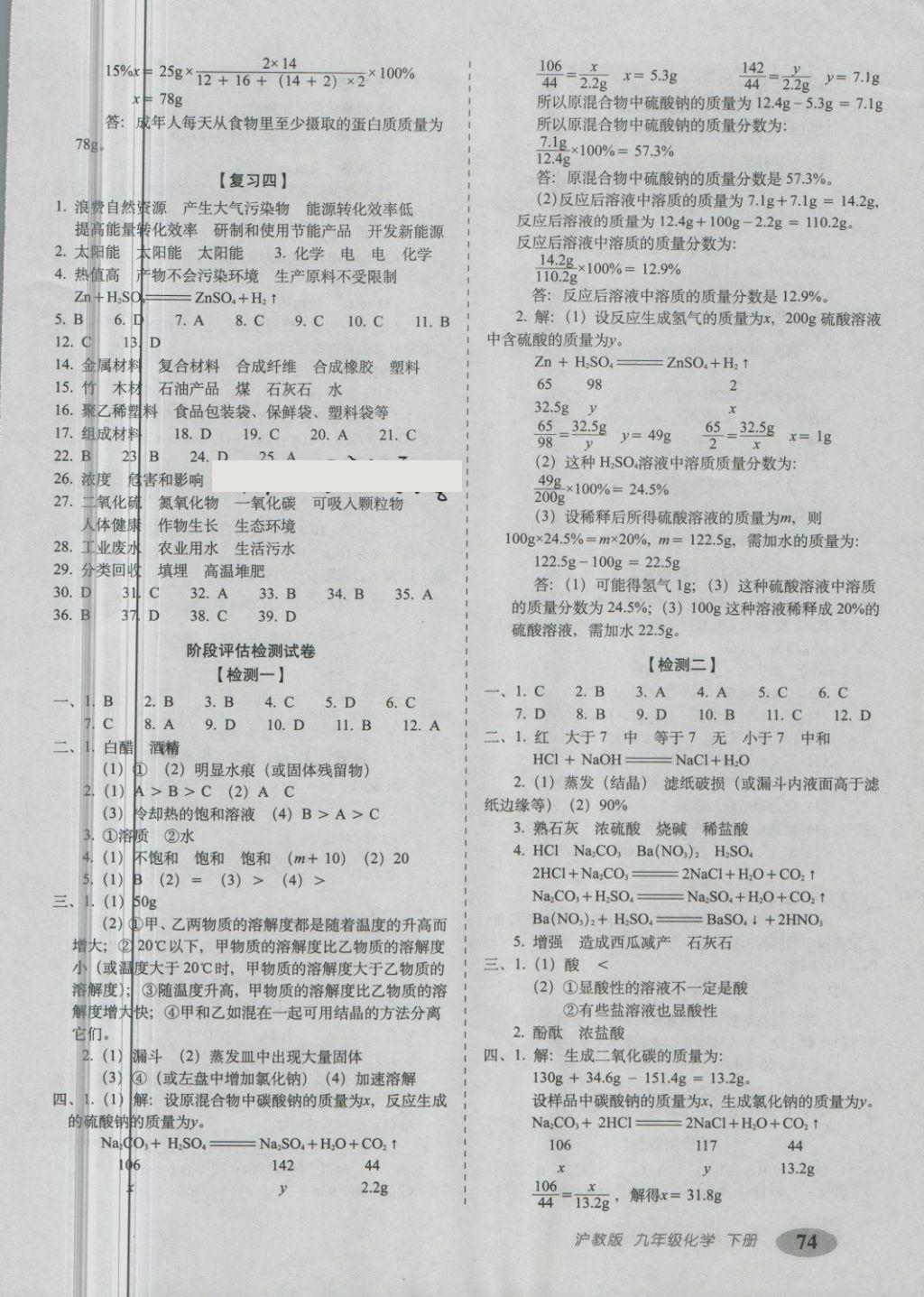 2018年聚能闯关期末复习冲刺卷九年级化学下册沪教版 第2页