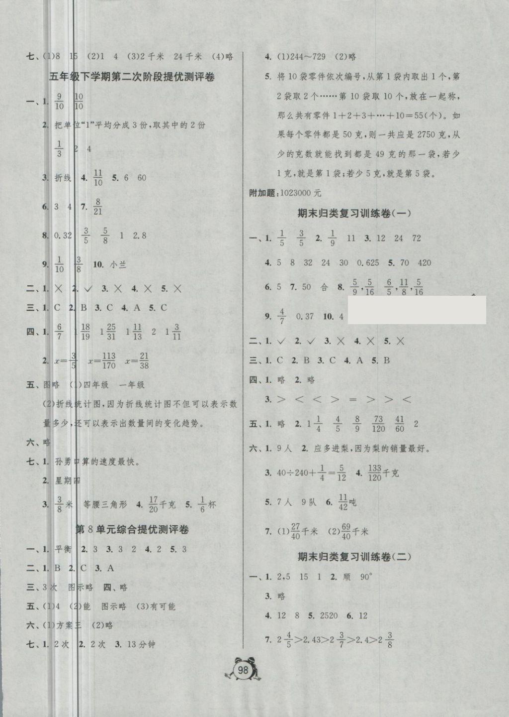 2018年单元双测同步达标活页试卷五年级数学下册人教版 第6页