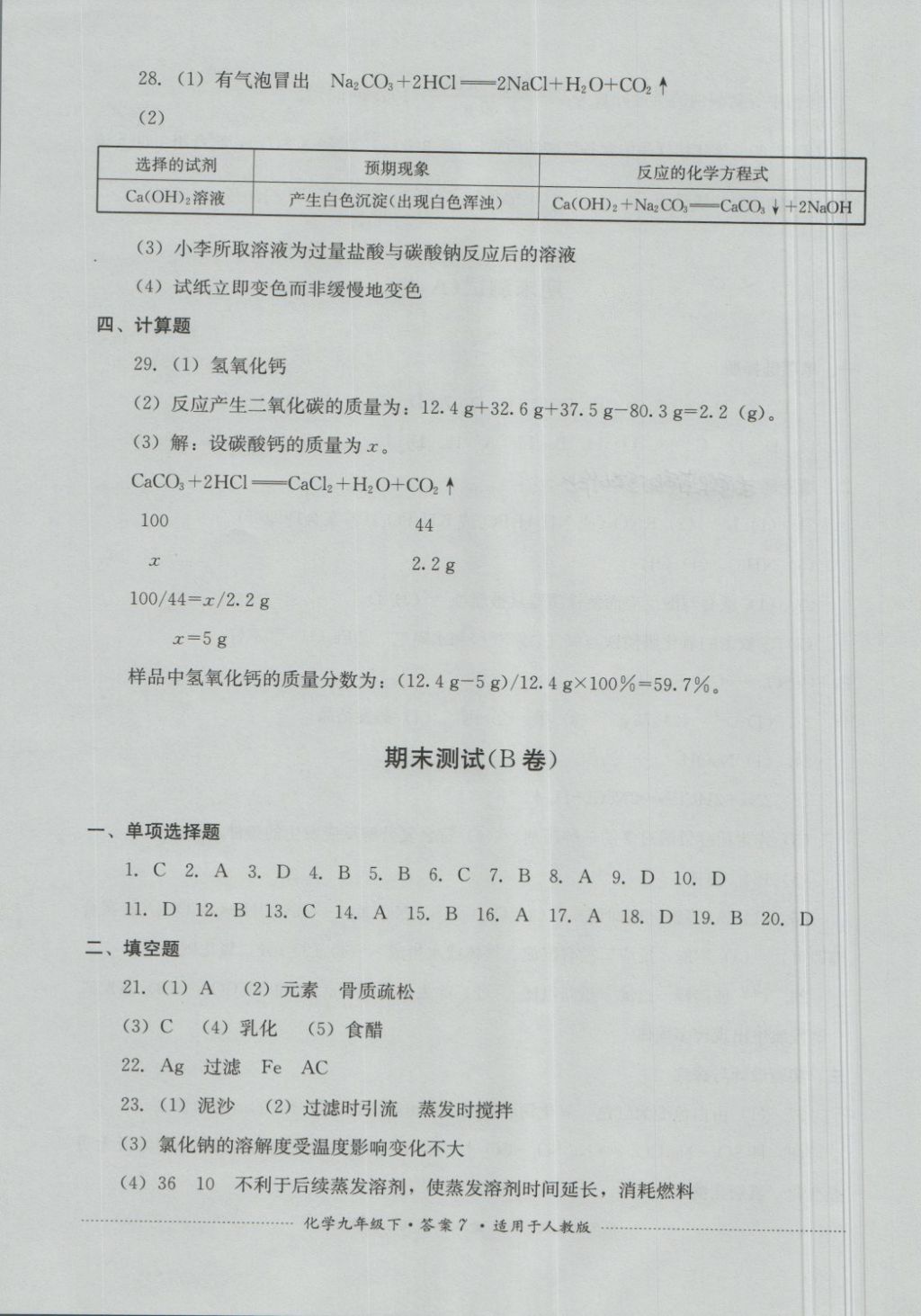 2018年單元測試九年級化學(xué)下冊人教版四川教育出版社 第7頁