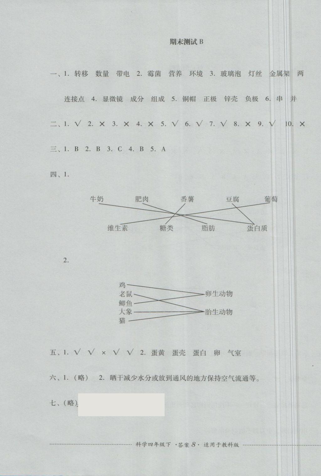 2018年單元測試四年級科學下冊教科版四川教育出版社 第8頁