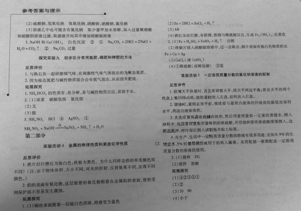 2018年新課程實(shí)驗(yàn)報(bào)告九年級(jí)化學(xué)下冊(cè)人教版 第4頁(yè)