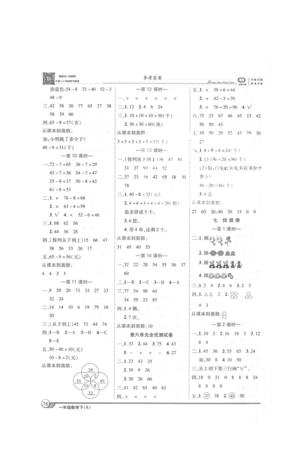 2018年全優(yōu)課堂考點(diǎn)集訓(xùn)與滿分備考一年級數(shù)學(xué)下冊人教版 第6頁