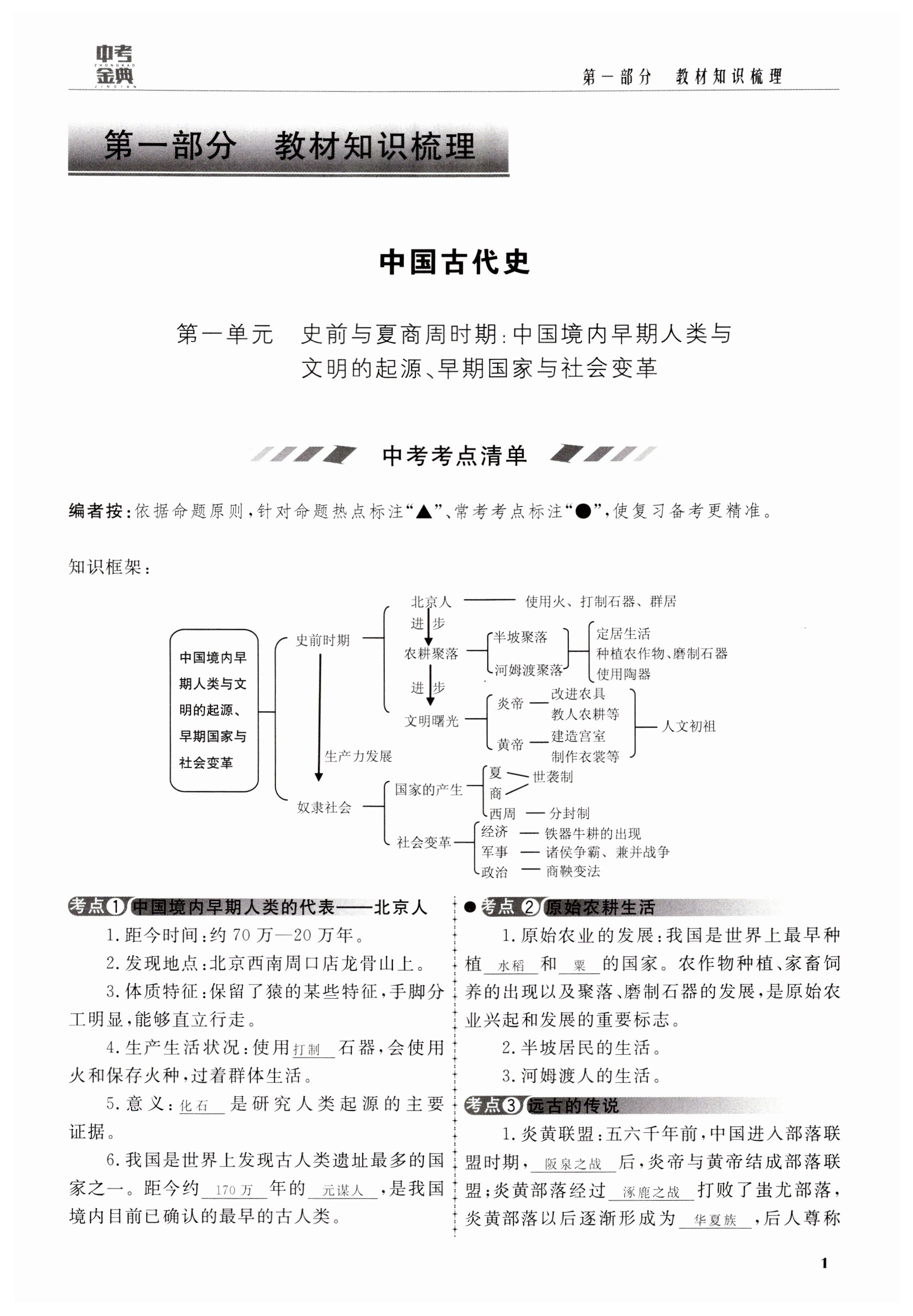 2024年優(yōu)佳學案中考金典初中學業(yè)水平考試復(fù)習指導(dǎo)歷史 第1頁