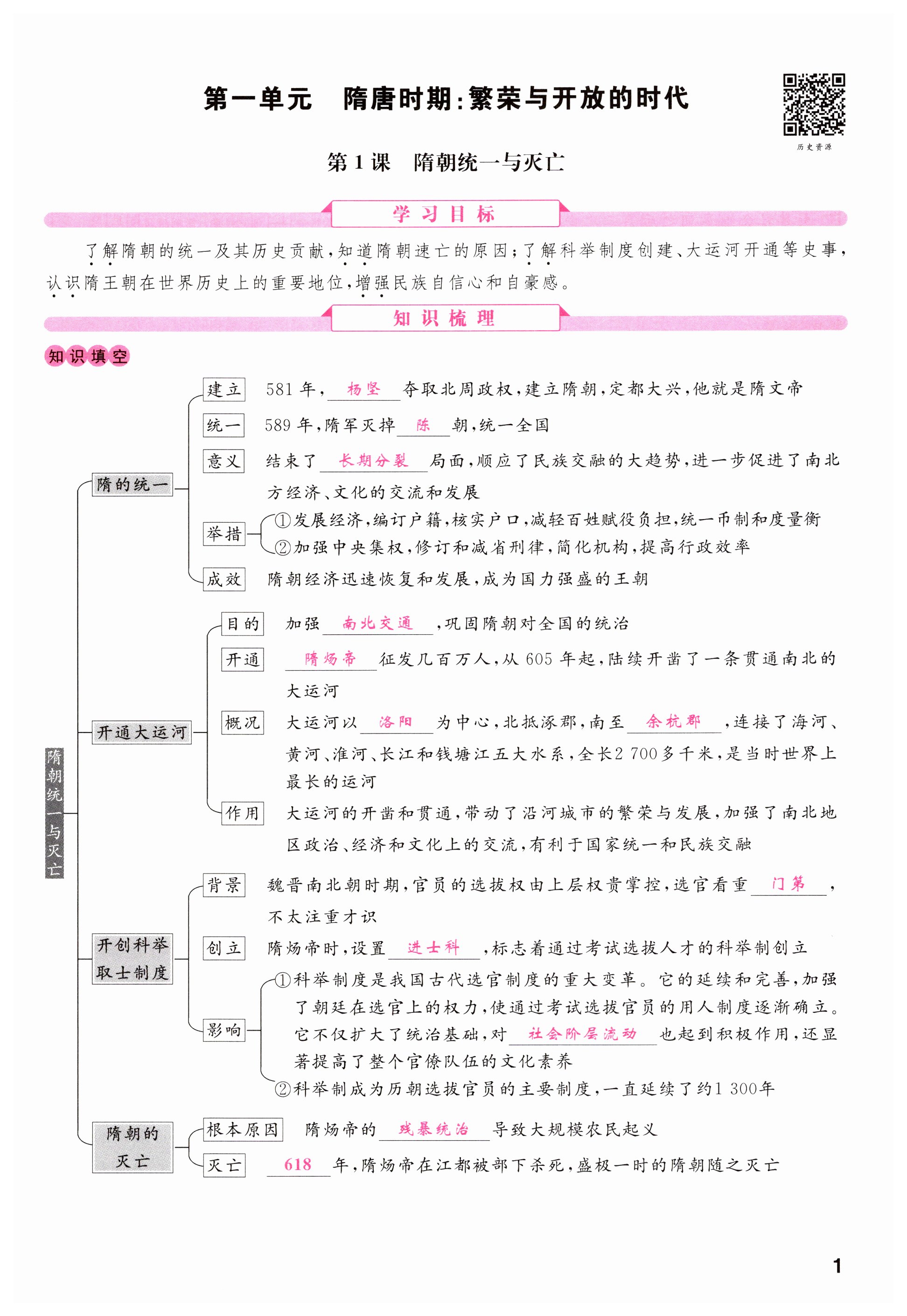 2025年名校課堂七年級歷史下冊人教版四川專版 第1頁
