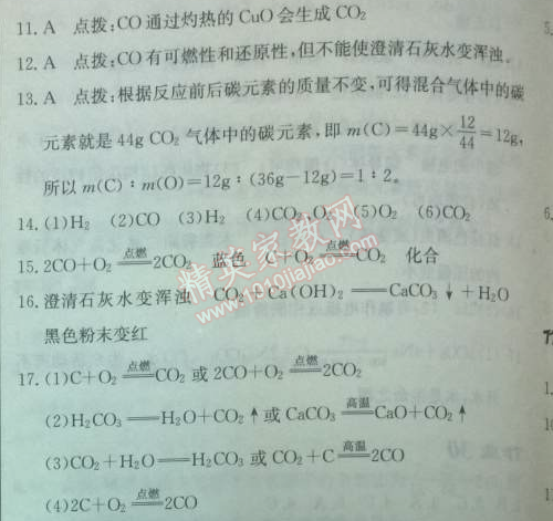 2014年启东中学作业本九年级化学上册人教版 作业33