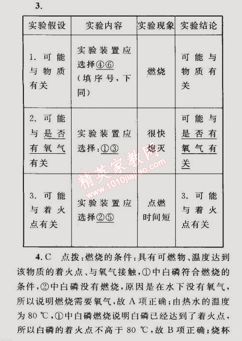 2014年同步轻松练习九年级化学上册人教版 实验活动3