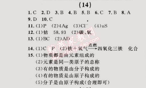 2014年誠成教育學業(yè)評價九年級化學上冊人教版 (14)