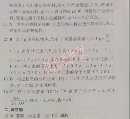 2014年5年中考3年模拟九年级初中化学下册人教版 单元检测