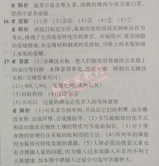 2014年5年中考3年模拟九年级初中化学下册人教版 单元检测