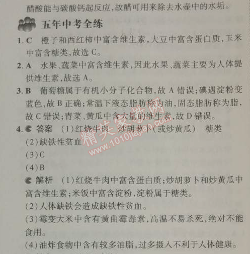 2014年5年中考3年模拟九年级初中化学下册人教版 第十二单元1