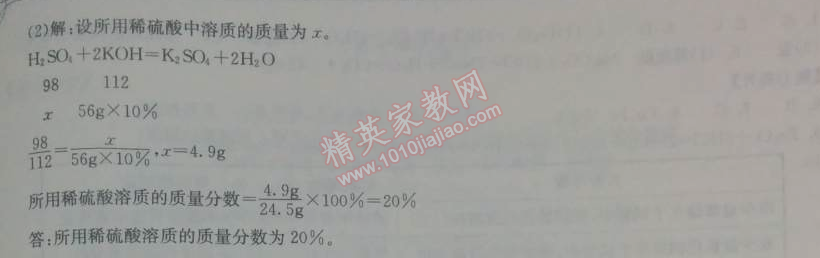 2014年长江作业本同步练习册九年级化学下册人教版 课题3