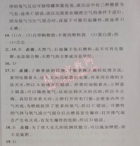 2014年综合应用创新题典中点九年级化学下册人教版 期末复习专项卷1