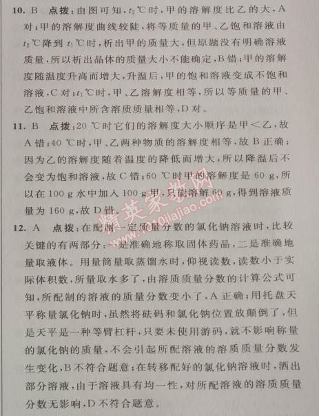 2014年綜合應(yīng)用創(chuàng)新題典中點(diǎn)九年級化學(xué)下冊人教版 第九單元測試卷