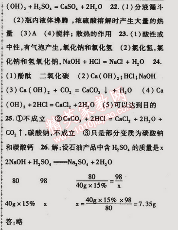 2015年金榜行動(dòng)九年級(jí)化學(xué)下冊(cè)人教版 第十單元檢測(cè)題