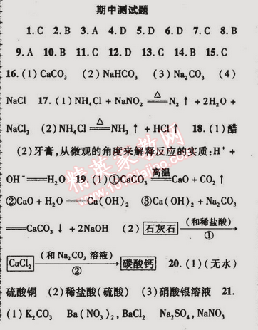 2015年金榜行動九年級化學(xué)下冊人教版 期中測試題