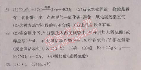 2014年啟東中學(xué)作業(yè)本九年級化學(xué)下冊人教版 第八單元檢測卷