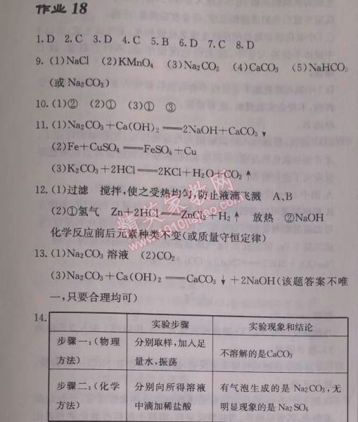 2014年啟東中學(xué)作業(yè)本九年級(jí)化學(xué)下冊(cè)人教版 作業(yè)18