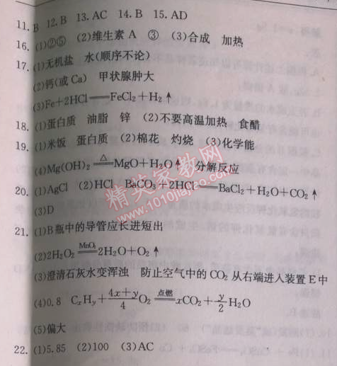 2014年啟東中學(xué)作業(yè)本九年級化學(xué)下冊人教版 第十二單元檢測卷