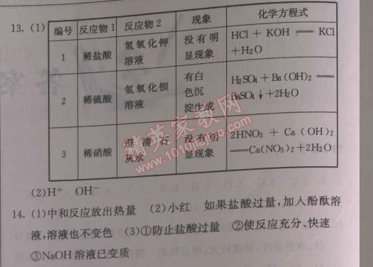 2014年啟東中學(xué)作業(yè)本九年級(jí)化學(xué)下冊(cè)人教版 作業(yè)16