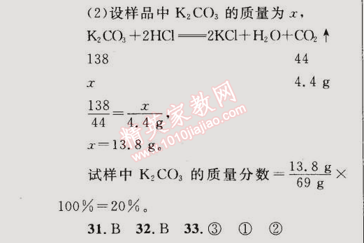 2015年同步轻松练习九年级化学下册人教版 综合差异性检测