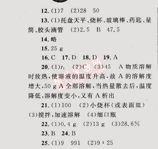 2015年同步輕松練習(xí)九年級化學(xué)下冊人教版 綜合差異性檢測