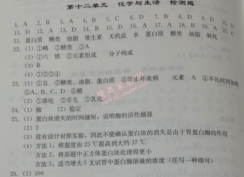 2014年學(xué)習(xí)探究診斷九年級化學(xué)下冊人教版 第十二單元檢測題