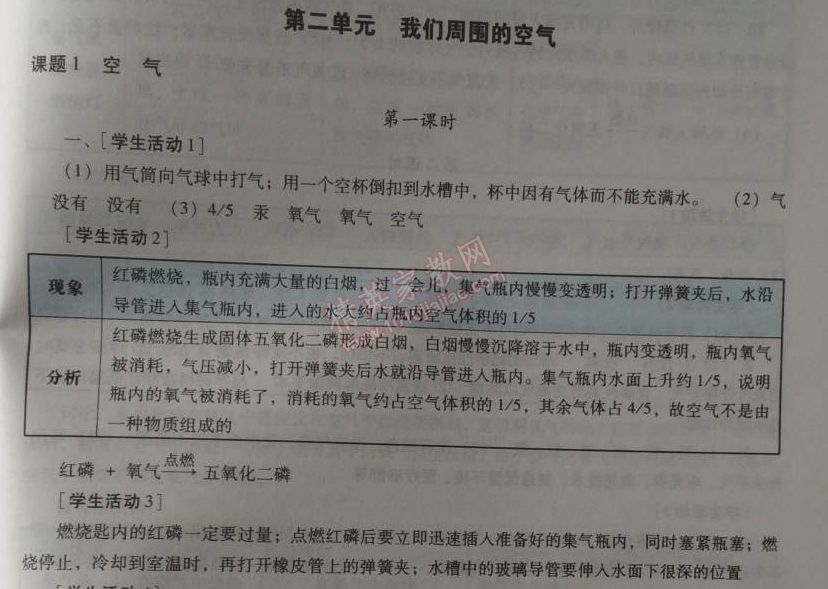 2014年学习与评价九年级化学全一册人教版 第二单元