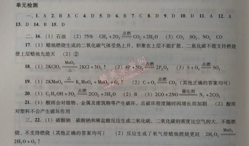 2014年学习与评价九年级化学全一册人教版 单元检测