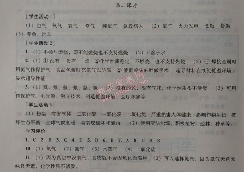 2014年学习与评价九年级化学全一册人教版 第二单元