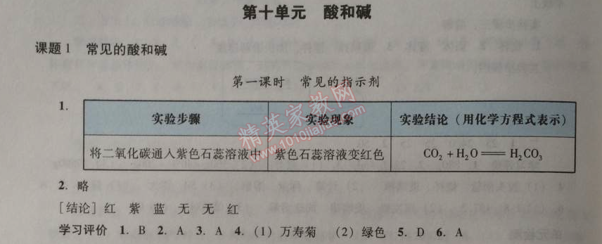 2014年學習與評價九年級化學全一冊人教版 第十單元