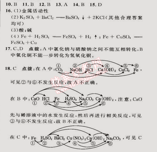 2015年综合应用创新题典中点九年级化学下册人教版 十一单元专项巩固训练