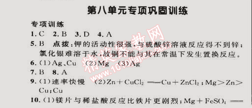 2015年综合应用创新题典中点九年级化学下册人教版 第八单元专项巩固练习