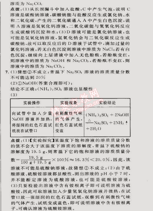 2015年综合应用创新题典中点九年级化学下册人教版 十一单元专项巩固训练