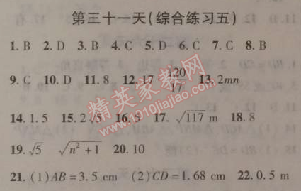 2015年快樂寒假八年級數(shù)學寒假作業(yè)北京課改版 31