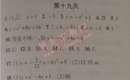 2015年快樂寒假九年級(jí)數(shù)學(xué)北京課改版 19