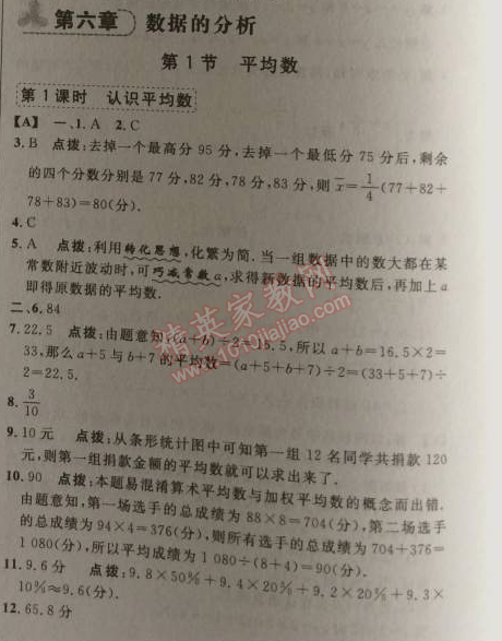 2014年综合应用创新题典中点八年级数学上册北师大版 第六章1