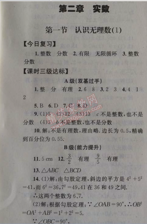 2014年天府前沿課時(shí)三級(jí)達(dá)標(biāo)八年級(jí)數(shù)學(xué)上冊(cè)北師大版 第二章1