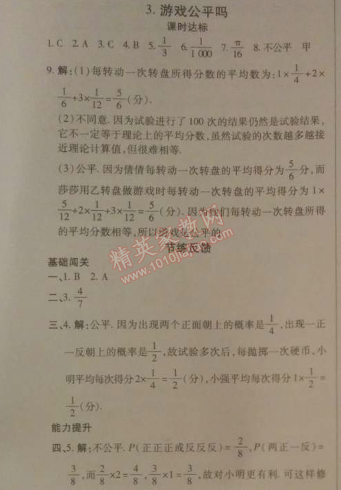 2014年高效課時(shí)通10分鐘掌控課堂九年級(jí)數(shù)學(xué)下冊(cè)北師大版 3