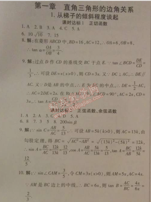 2014年高效課時(shí)通10分鐘掌控課堂九年級(jí)數(shù)學(xué)下冊(cè)北師大版 第一章1