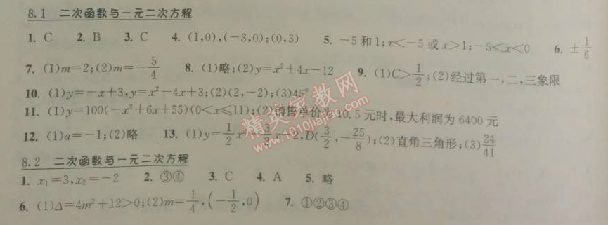 2014年長(zhǎng)江作業(yè)本同步練習(xí)冊(cè)九年級(jí)數(shù)學(xué)下冊(cè)北師大版 8