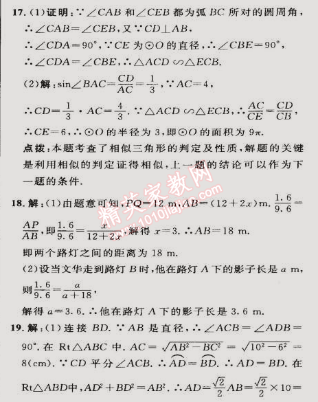 2015年綜合應(yīng)用創(chuàng)新題典中點(diǎn)九年級(jí)數(shù)學(xué)下冊(cè)滬科版 期末測(cè)試卷