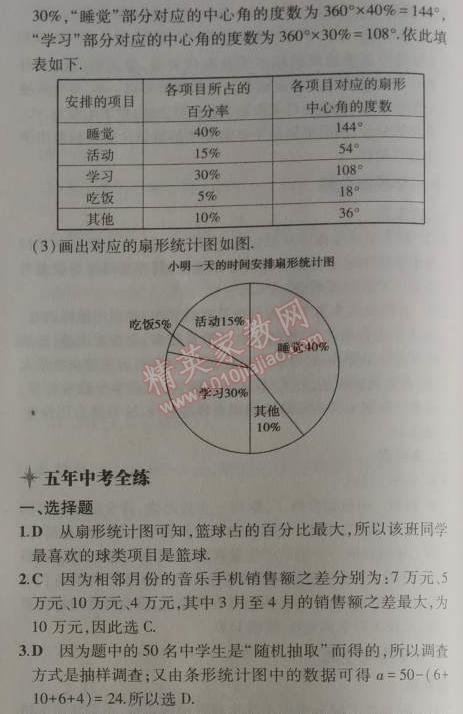 2014年5年中考3年模拟初中数学七年级上册沪科版 5.2