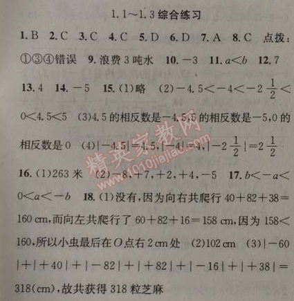 2014年原創(chuàng)新課堂七年級(jí)數(shù)學(xué)上冊(cè)滬科版 綜合練習(xí)