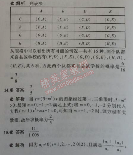 2014年5年中考3年模擬初中數(shù)學(xué)九年級上冊華師大版 本章檢測