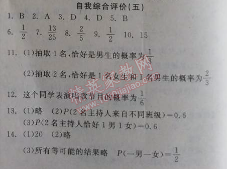 2014年全品学练考九年级数学上册华师大版 自我综合评价五