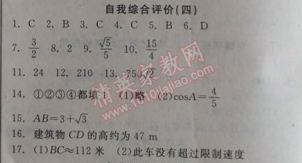 2014年全品学练考九年级数学上册华师大版 自我综合评价四