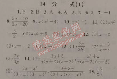 2015年藍(lán)天教育寒假優(yōu)化學(xué)習(xí)八年級數(shù)學(xué)人教版 14